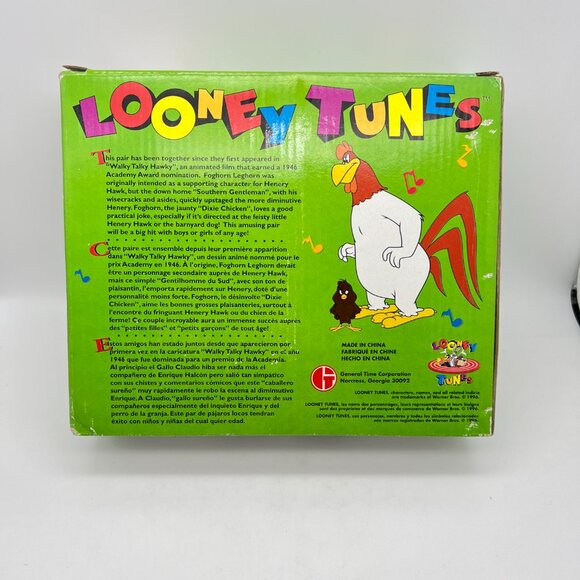 Looney Tunes FOGHORN LEGHORN & HENERY HAWK Rooster Figurine Quartz Clock RARE - Picture 9 of 11